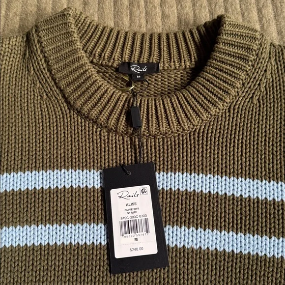 nwt rails alise stripe cotton crewneck sweater - Picture 3 of 6